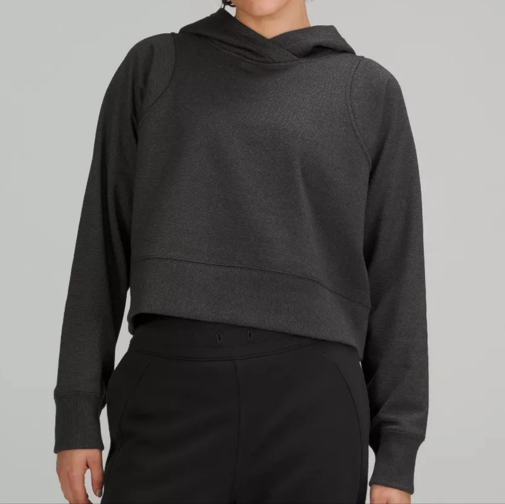Lululemon Loungeful Cropped Hoodie Spark Black Gray Pullover Shirt
